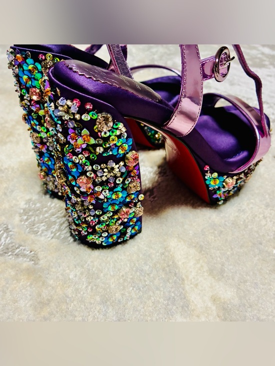 Christian Louboutin Shoes - Christian Louboutin Purple Jeweled Platform Sandals Heels Sz 38/8
